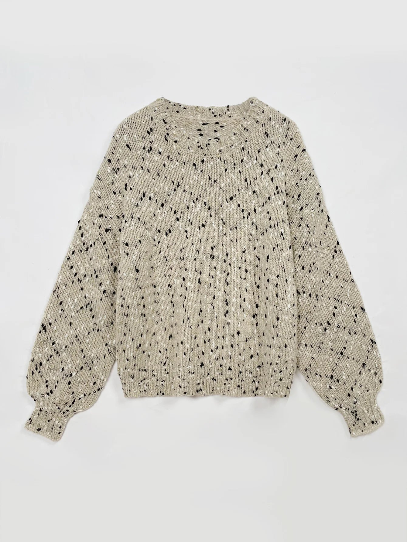 Women Sweaters - Golden Yarn & Freckles Rib Knit Sweaters