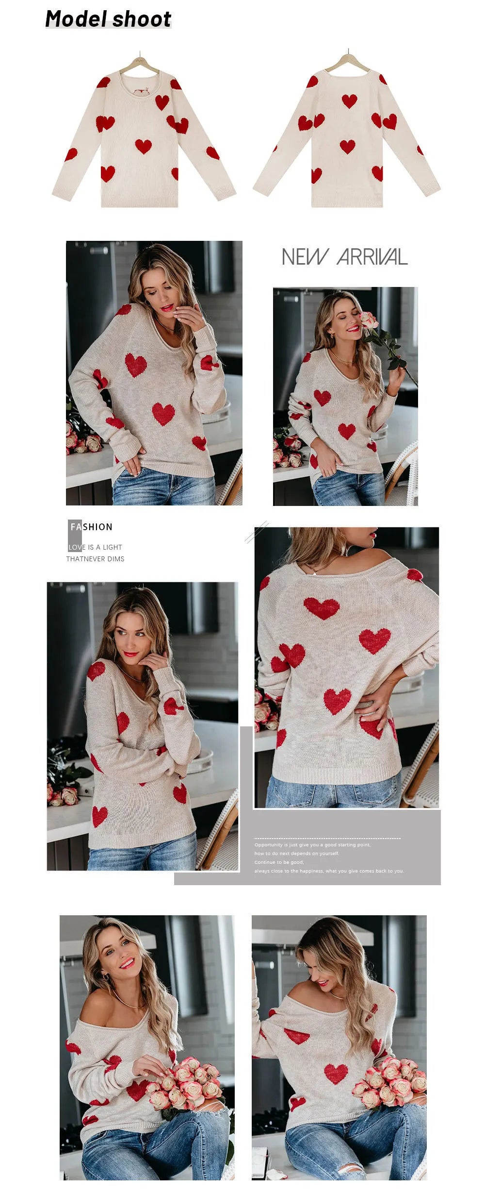 Women Sweaters - Scoop Neck Cold Shoulder Girly Hearts Sweaters