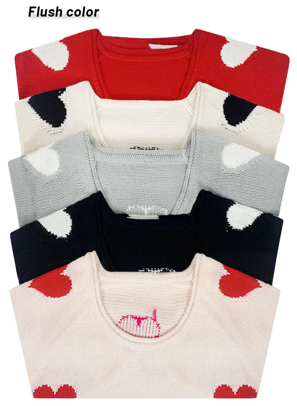 Women Sweaters - Scoop Neck Cold Shoulder Girly Hearts Sweaters