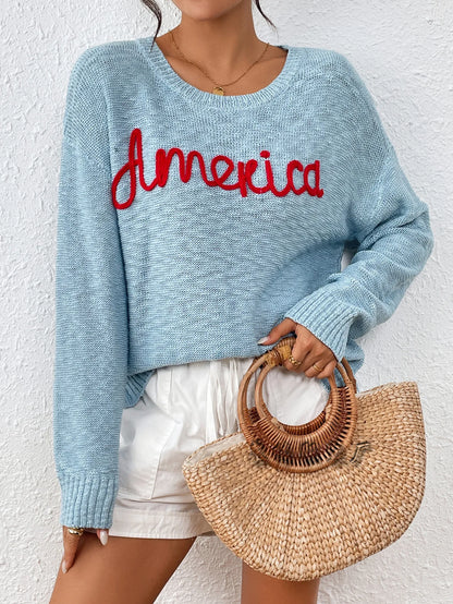 Women Sweaters - Scooped Neck Solid Knit Sweaters Bold America