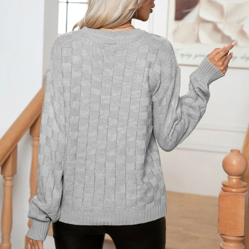 Women Sweaters- Trendy Knit Sweater with Textured Sleeves – Cozy & Stylish 🌟