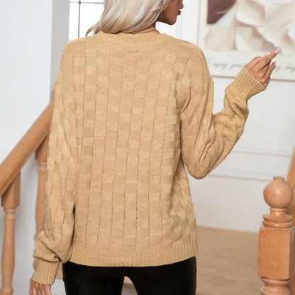 Women Sweaters- Trendy Knit Sweater with Textured Sleeves – Cozy & Stylish 🌟