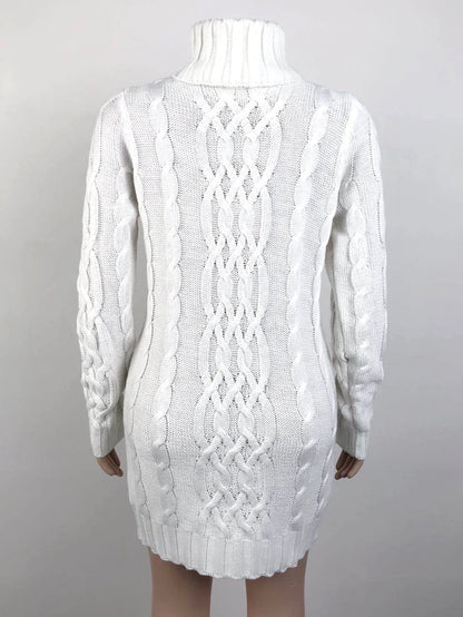 Women Sweaters - Turtle-neck Sweater Thick Cable Knit for Layering