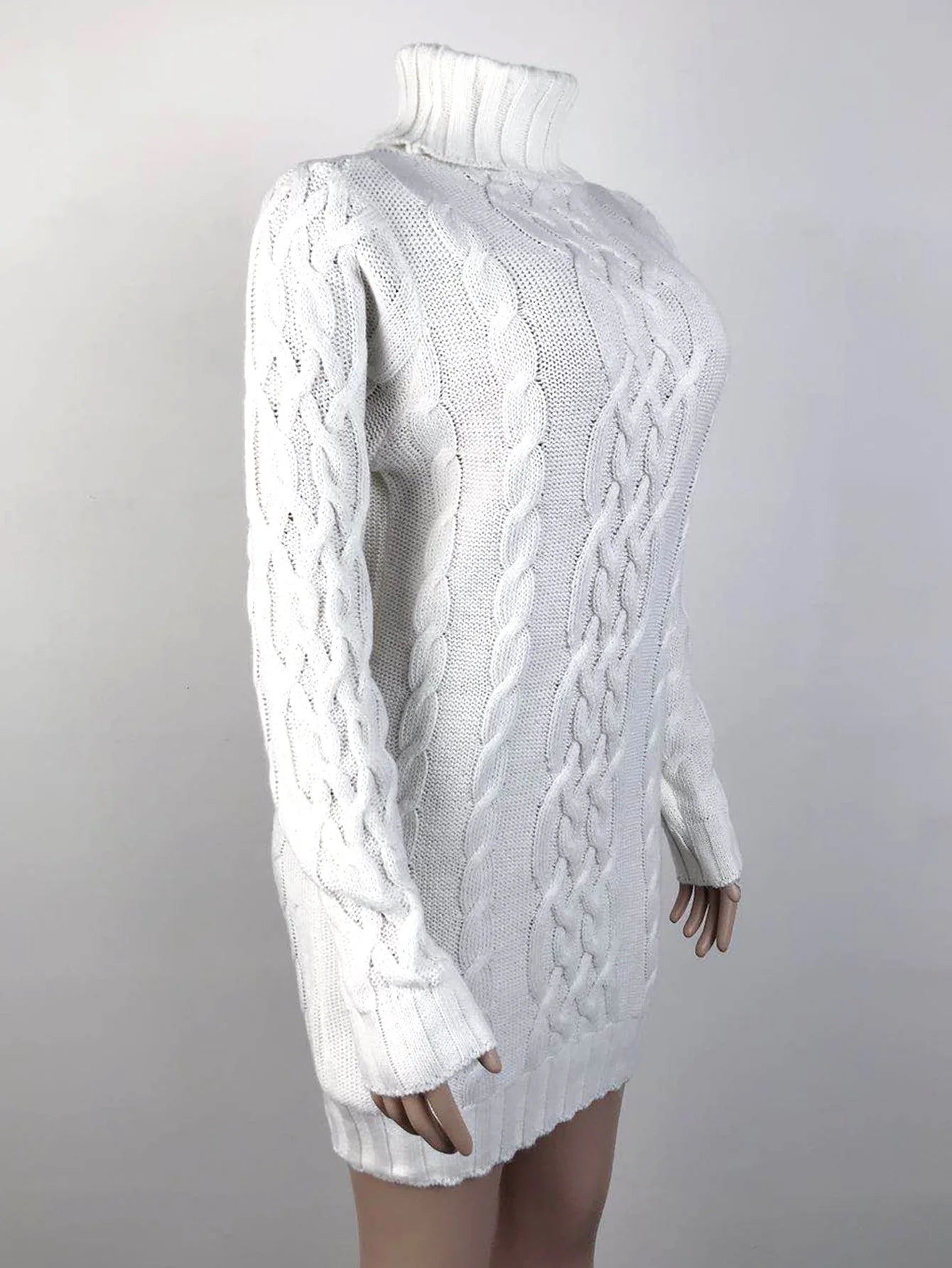 Women Sweaters - Turtle-neck Sweater Thick Cable Knit for Layering