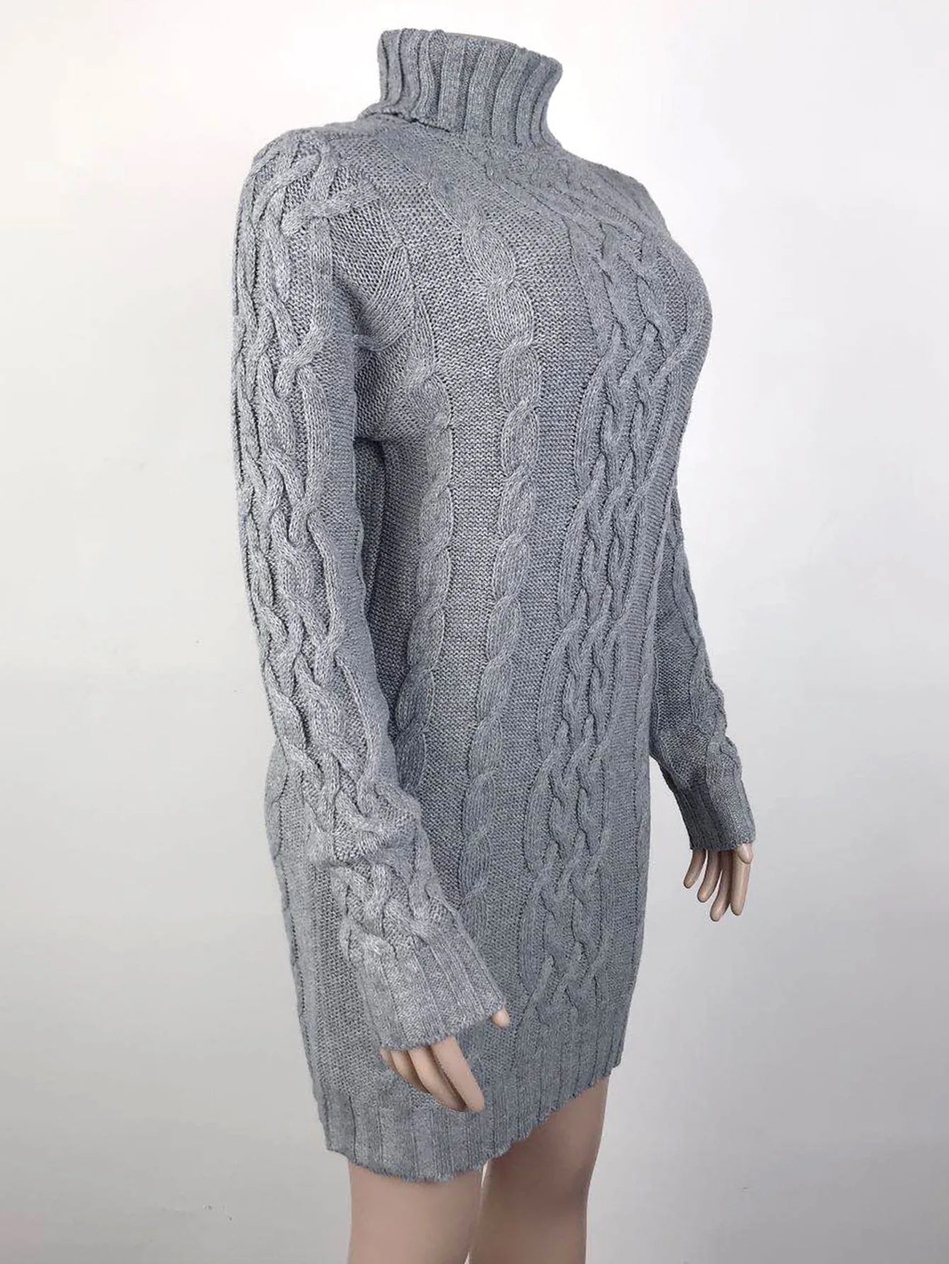 Women Sweaters - Turtle-neck Sweater Thick Cable Knit for Layering