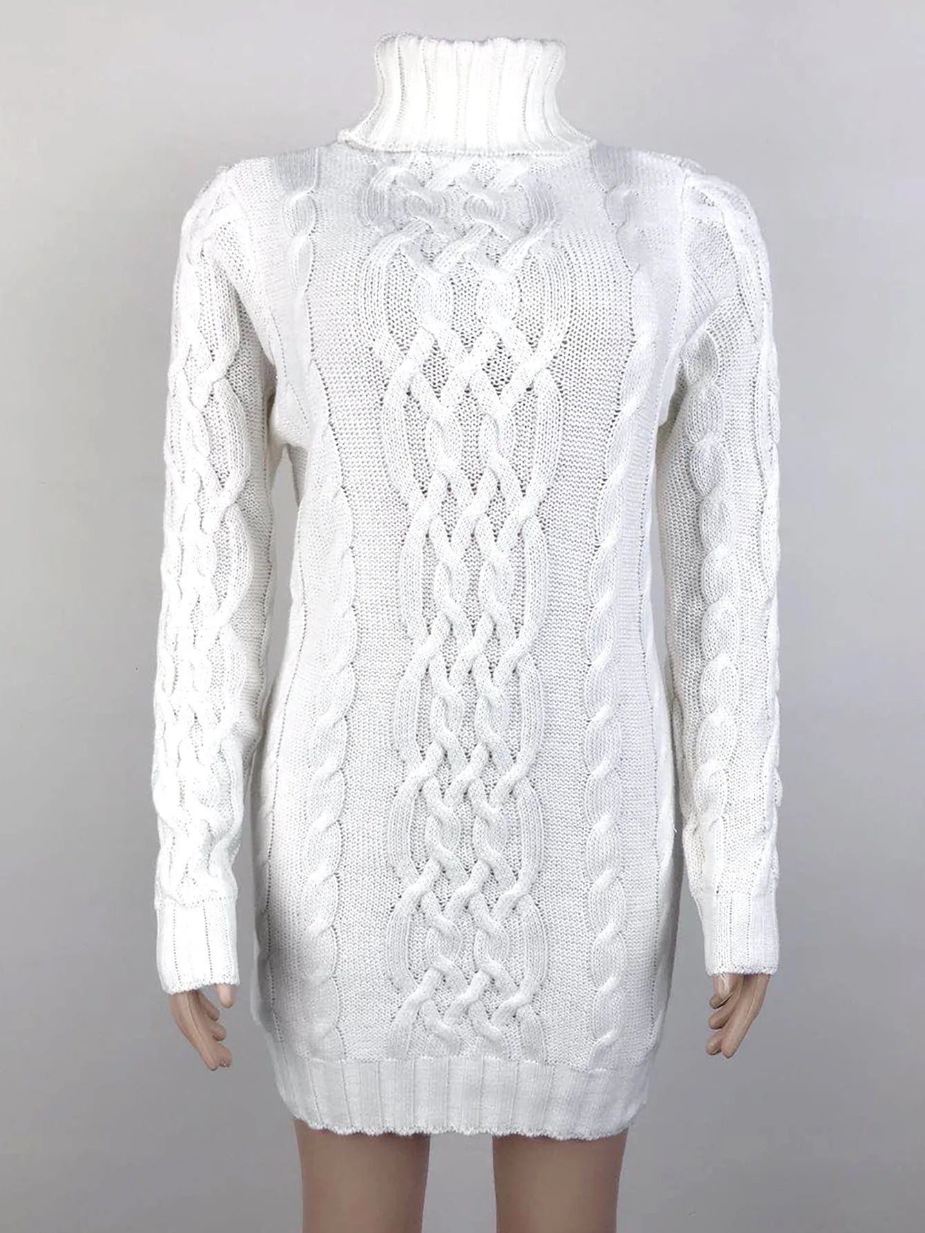 Women Sweaters - Turtle-neck Sweater Thick Cable Knit for Layering