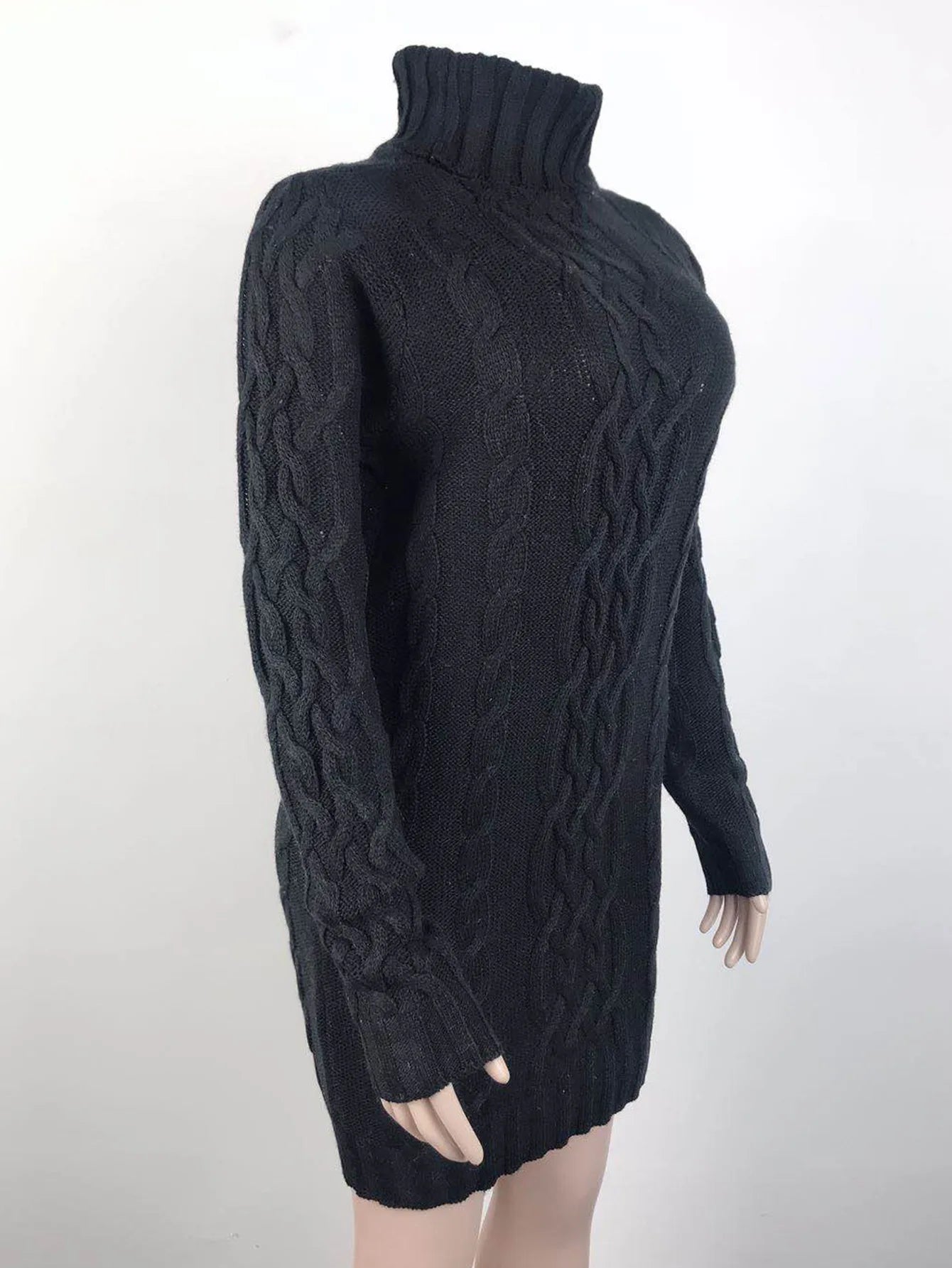 Women Sweaters - Turtle-neck Sweater Thick Cable Knit for Layering