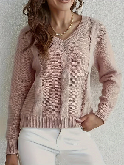 Women Sweaters - V-neck Knitting Combination Sweaters