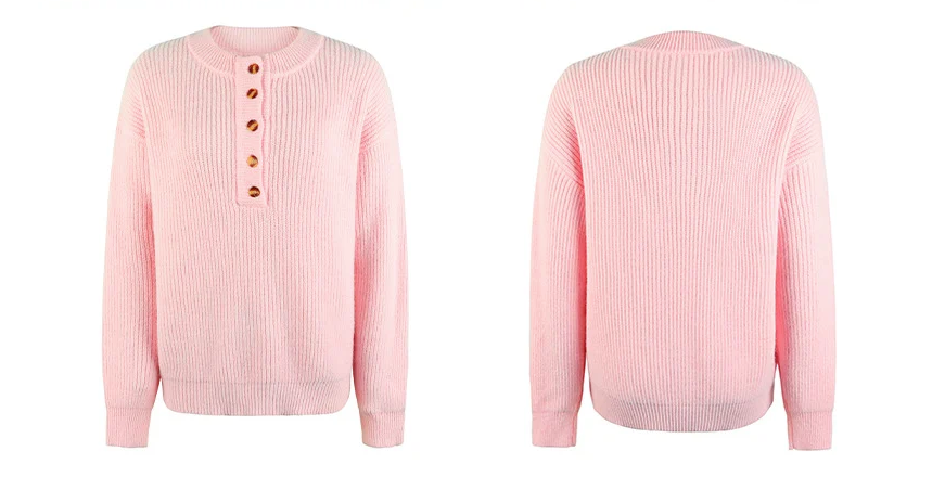 Women Sweaters - Women's Casual Knit Pullover with Buttons – Fall Must-Have 🍁