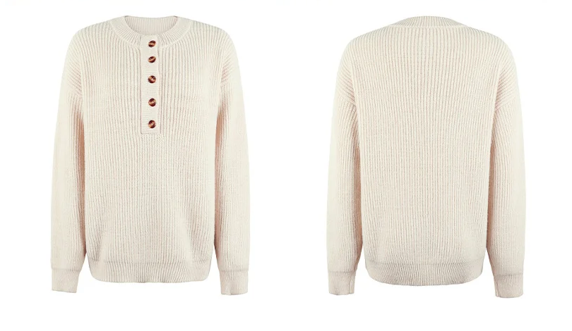 Women Sweaters - Women's Casual Knit Pullover with Buttons – Fall Must-Have 🍁