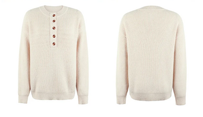 Women Sweaters - Women's Casual Knit Pullover with Buttons – Fall Must-Have 🍁