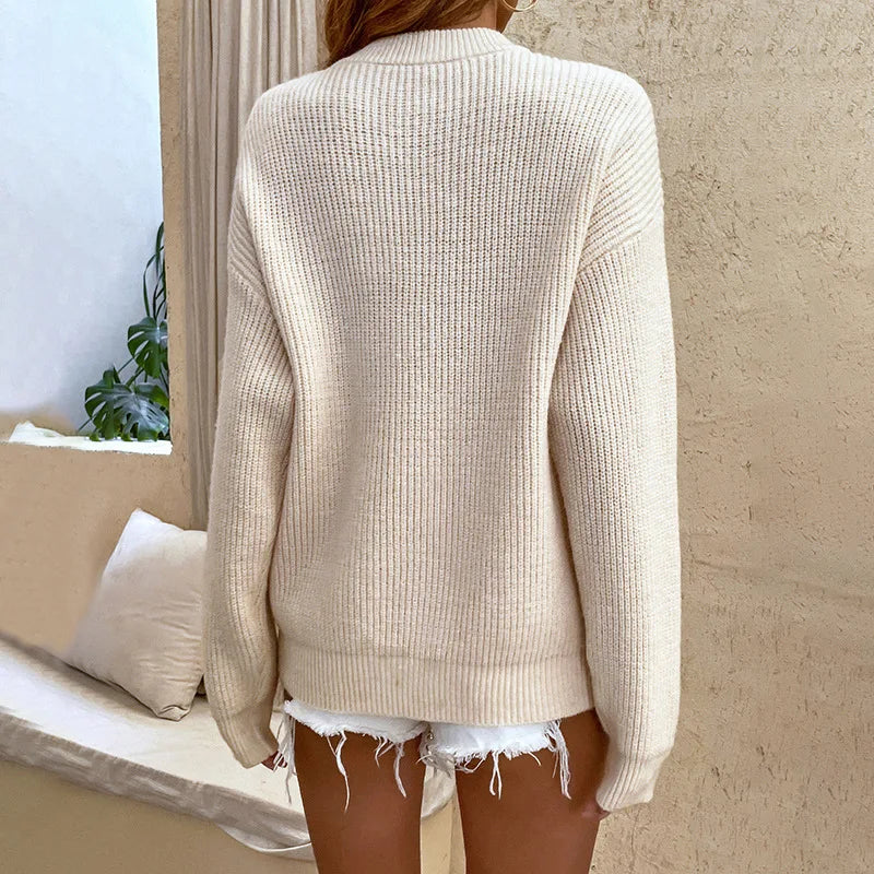 Women Sweaters - Women's Casual Knit Pullover with Buttons – Fall Must-Have 🍁