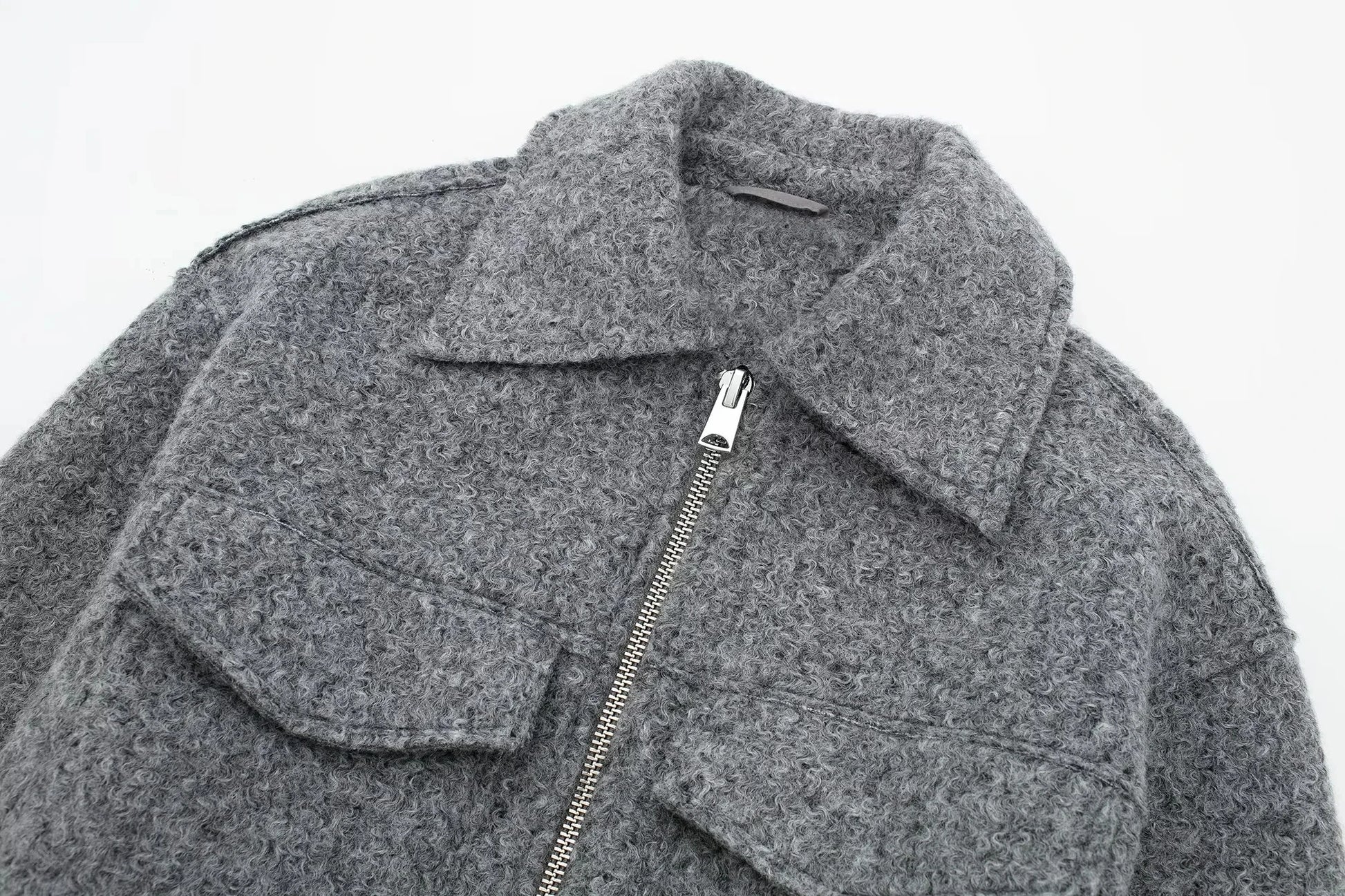 Wool Jackets - Cropped Wool Jacket Flapper Utility Outerwear