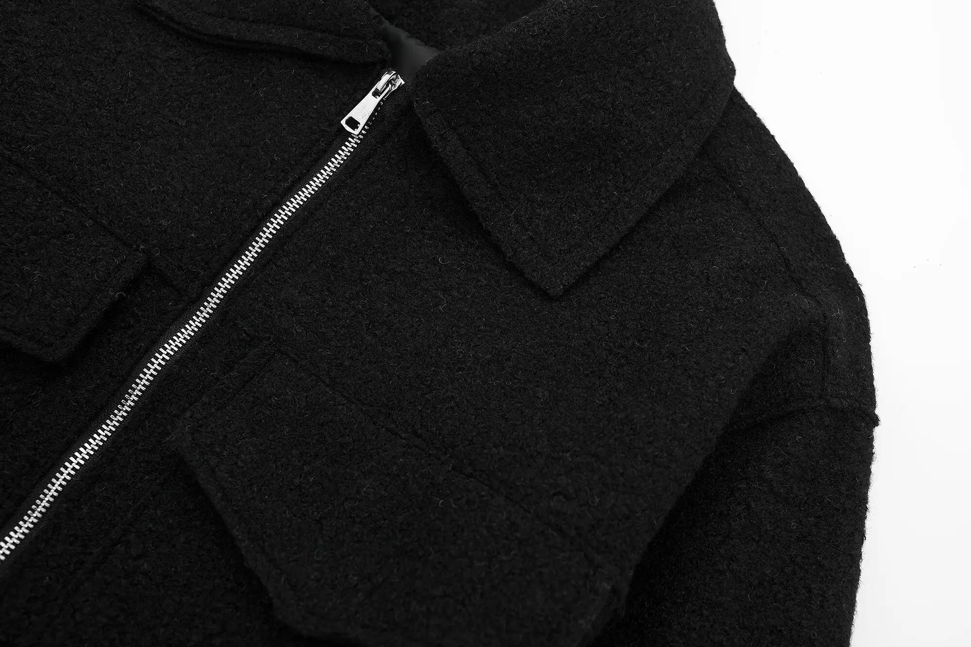 Wool Jackets - Cropped Wool Jacket Flapper Utility Outerwear