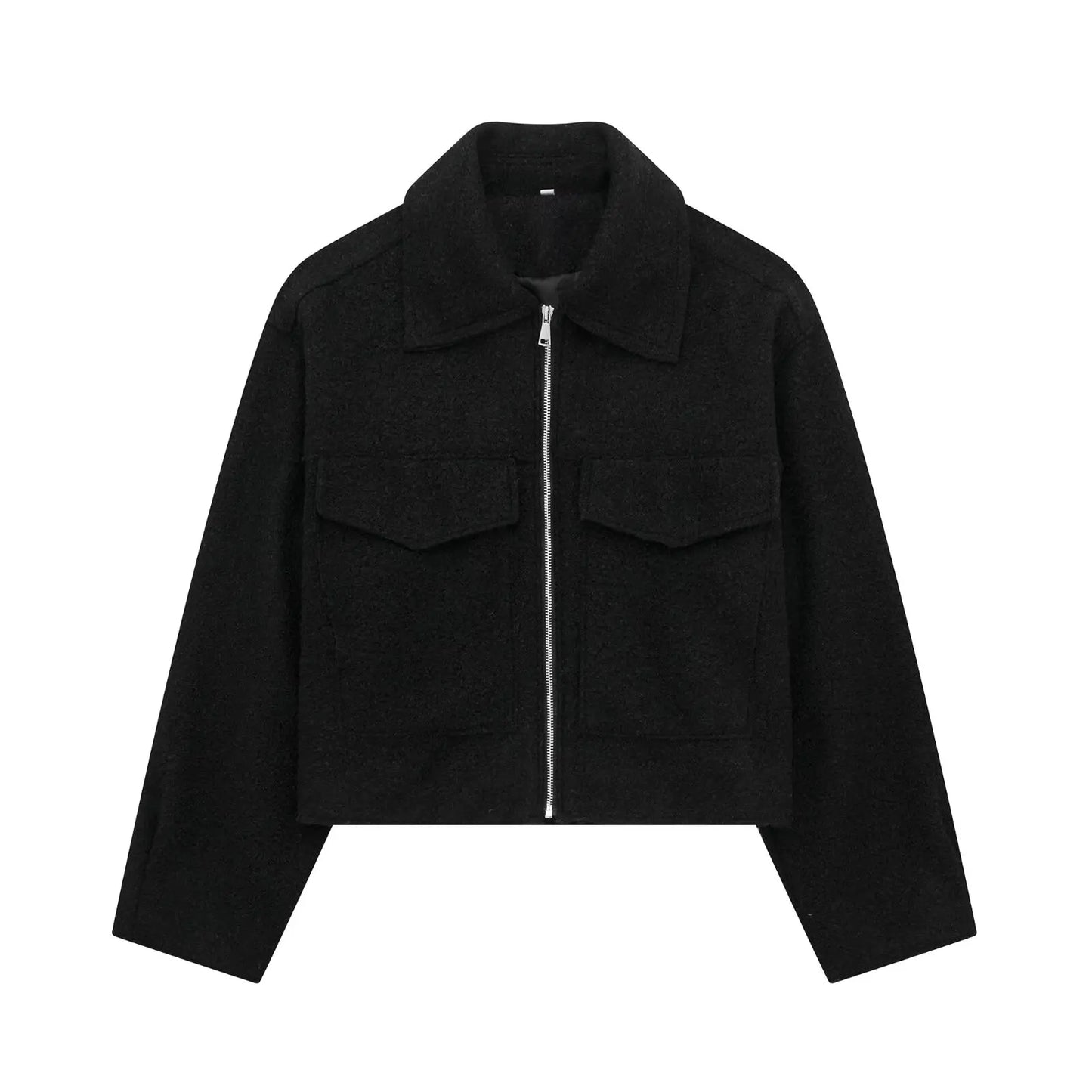 Wool Jackets - Cropped Wool Jacket Flapper Utility Outerwear