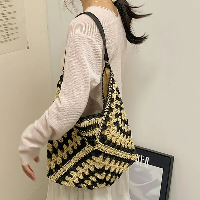 Woven Straw Handbags - Chic Boho Straw Weave Tote