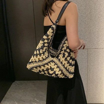 Woven Straw Handbags - Chic Boho Straw Weave Tote