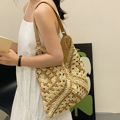 Woven Straw Handbags - Chic Boho Straw Weave Tote