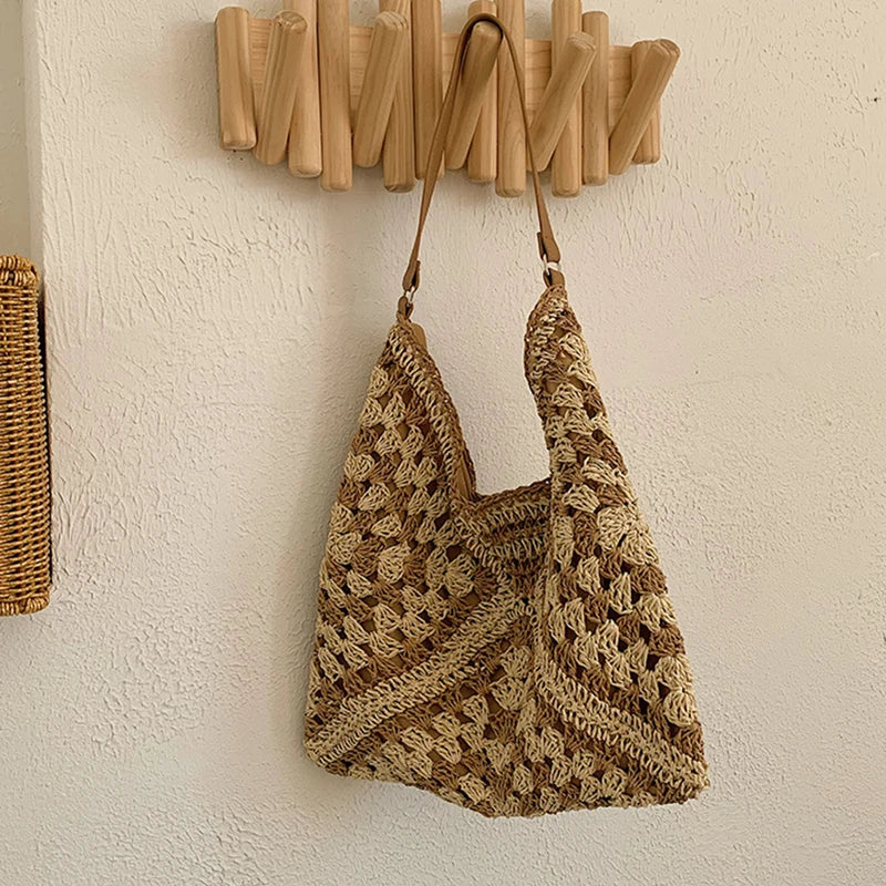 Woven Straw Handbags - Chic Boho Straw Weave Tote