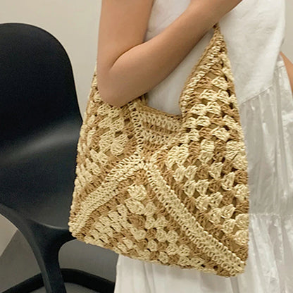 Woven Straw Handbags - Chic Boho Straw Weave Tote