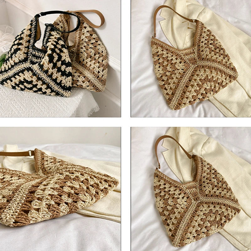 Woven Straw Handbags - Chic Boho Straw Weave Tote