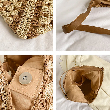 Woven Straw Handbags - Chic Boho Straw Weave Tote