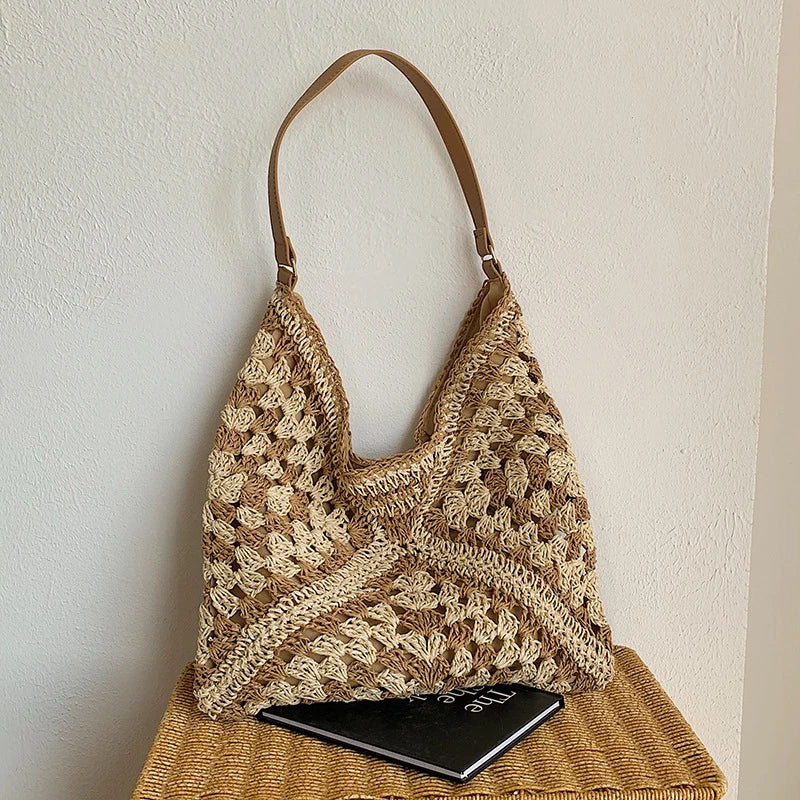 Woven Straw Handbags - Chic Boho Straw Weave Tote