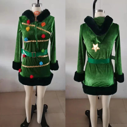 Xmas Costumes - Festive Christmas Tree Costume Grinch-Inspired Holiday Dress