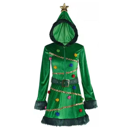 Xmas Costumes - Festive Christmas Tree Costume Grinch-Inspired Holiday Dress