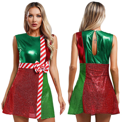 Xmas Dresses - Festive Sparkle Candy Cane Christmas Costume Dress