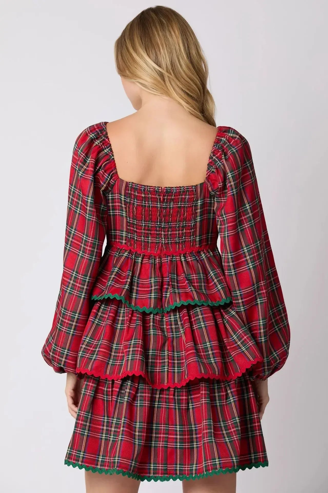 Xmas Dresses - Holiday Christmas Festive Tartan Ruffle Dress