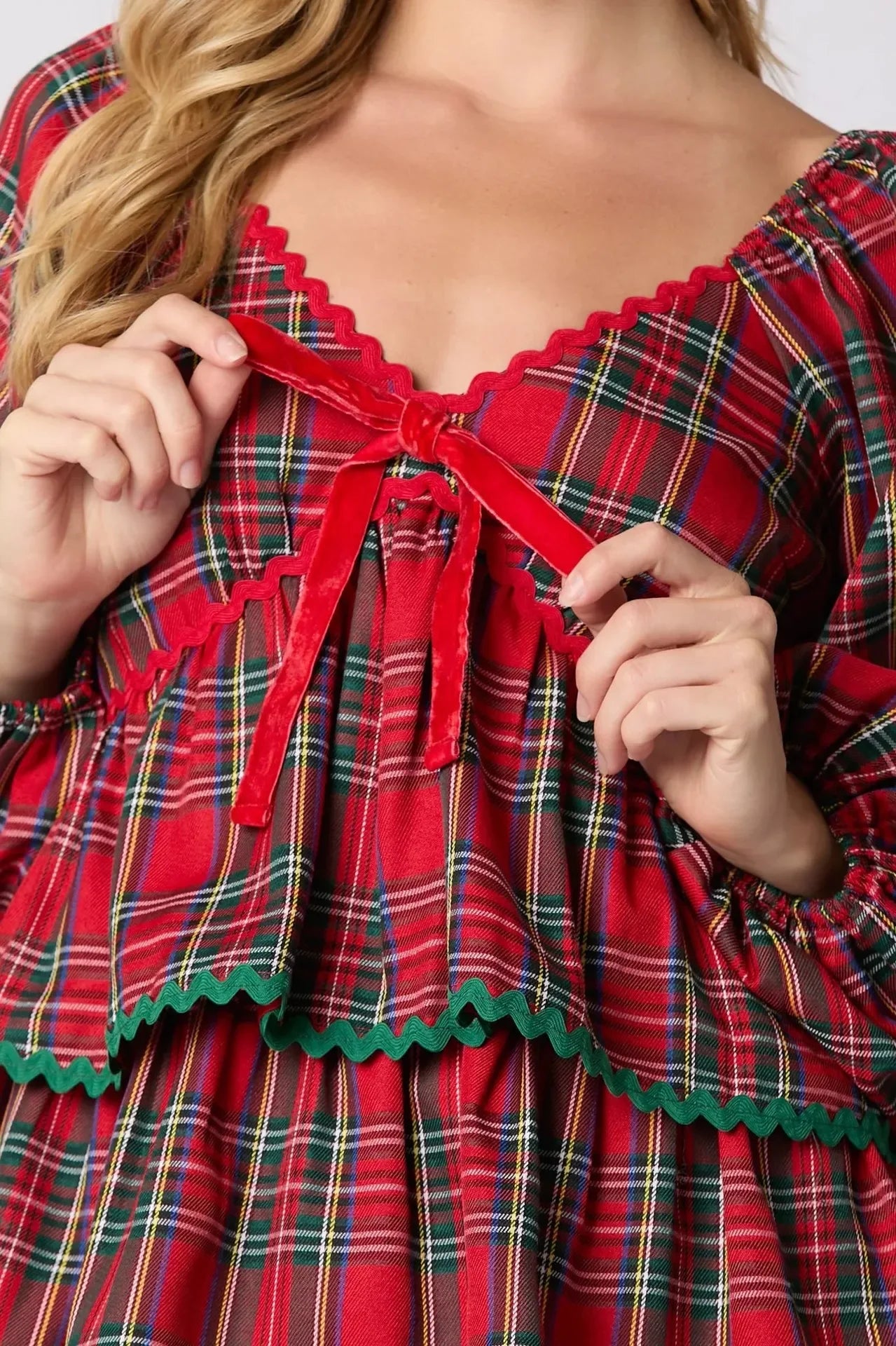 Xmas Dresses - Holiday Christmas Festive Tartan Ruffle Dress