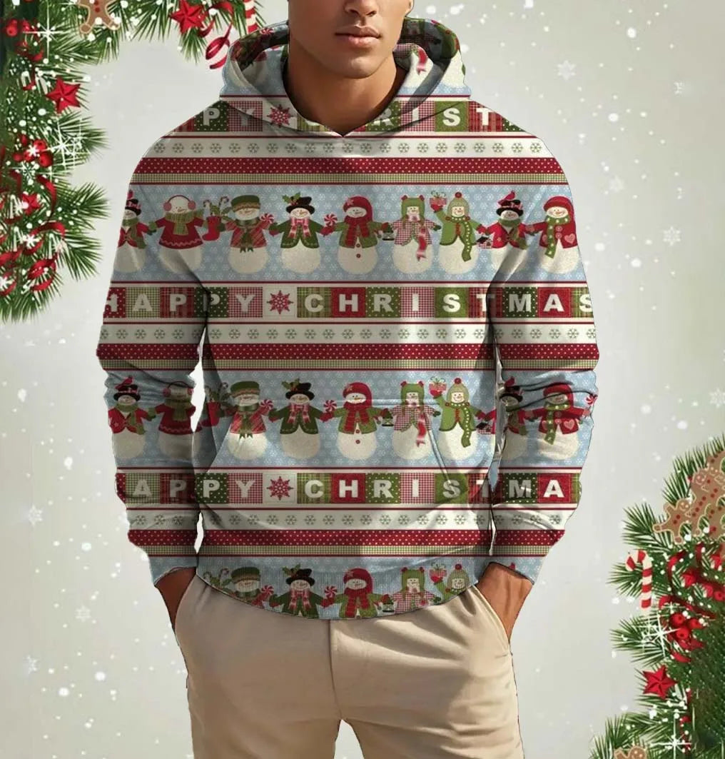 Xmas Dresses - Men's Festive Santa Hoodie for Holiday Christmas Sweatshirts