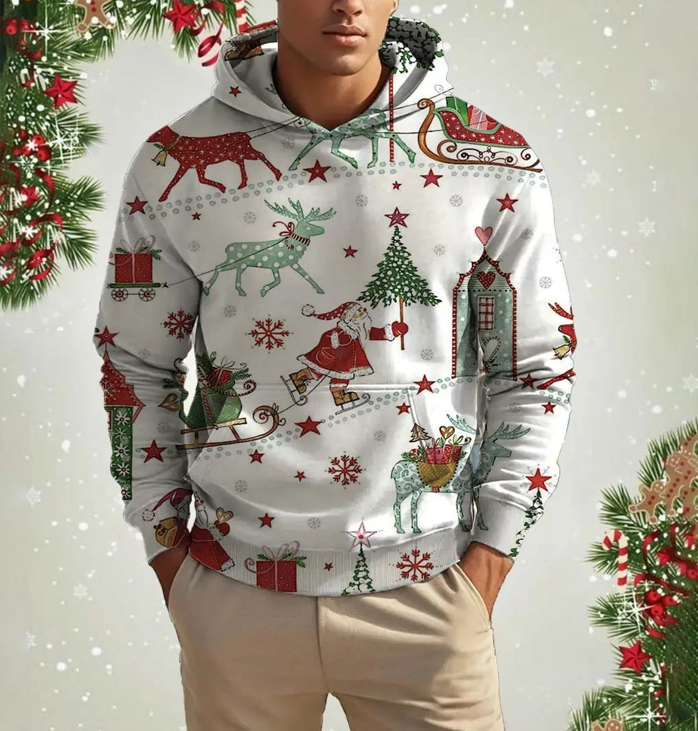 Xmas Dresses - Men's Festive Santa Hoodie for Holiday Christmas Sweatshirts