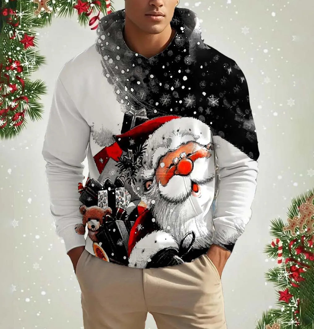 Xmas Dresses - Men's Festive Santa Hoodie for Holiday Christmas Sweatshirts