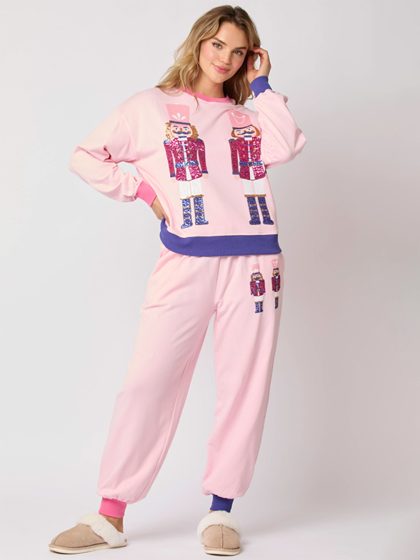 Xmas Loungewear - Women Christmas Loungewear Set with Sparkling Nutcracker