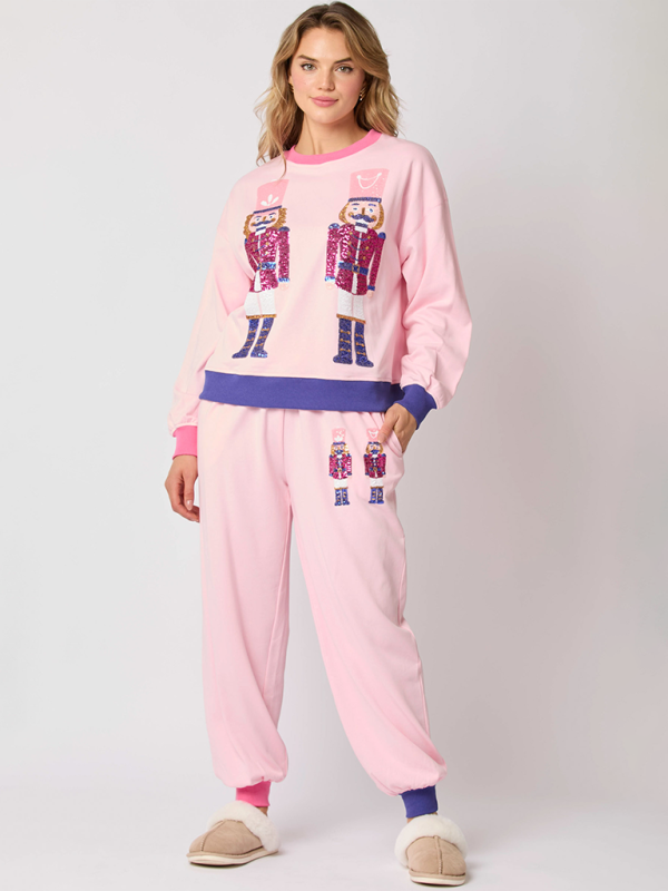 Xmas Loungewear - Women Christmas Loungewear Set with Sparkling Nutcracker