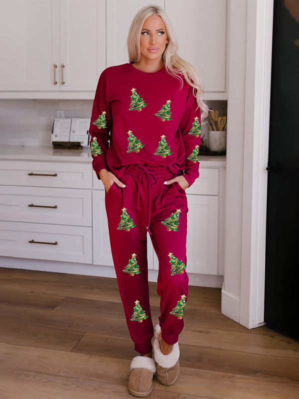 Xmas Pajamas - Festive Candy Cane Pajama Set Holiday Loungewear