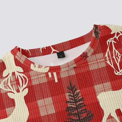 Xmas Sweaters - Reindeer Plaid Xmas Sweater Festive Plaid Pullover