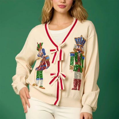 Xmas Sweaters - Sparkling Nutcracker Cardigan Holiday Christmas Top Limited Edition