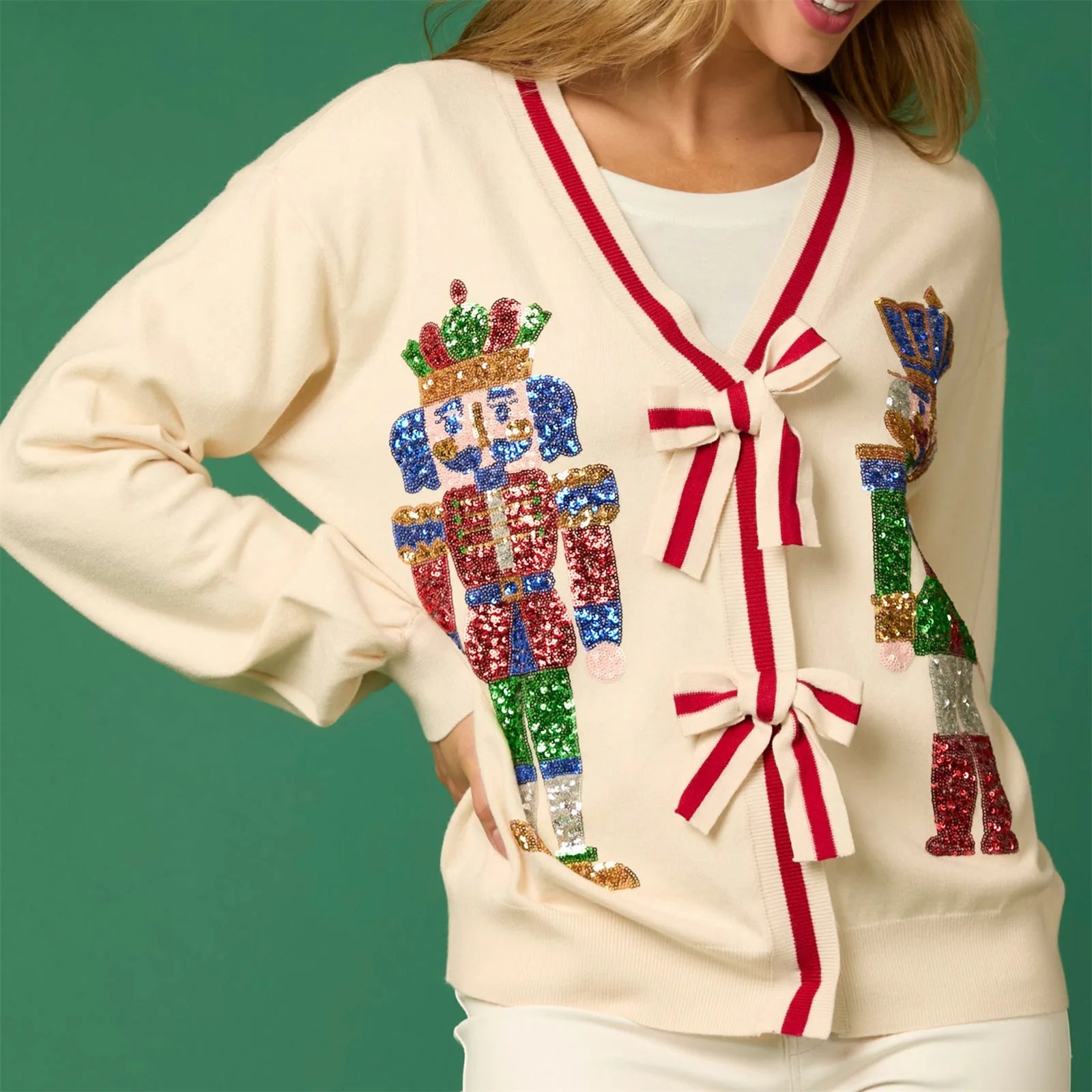 Xmas Sweaters - Sparkling Nutcracker Cardigan Holiday Christmas Top Limited Edition