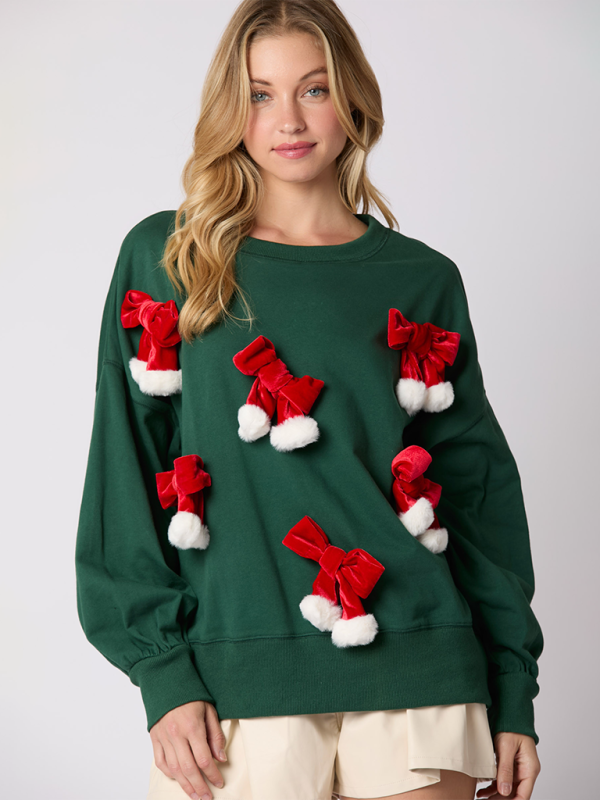 Xmas Sweatshirt - Christmas Sweatshirt Santa Hat Pullover for Women