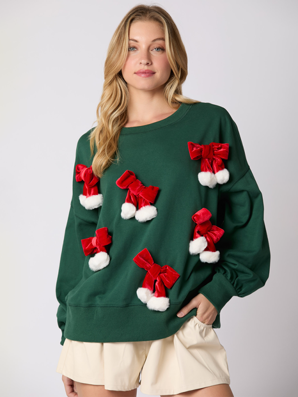 Xmas Sweatshirt - Christmas Sweatshirt Santa Hat Pullover for Women