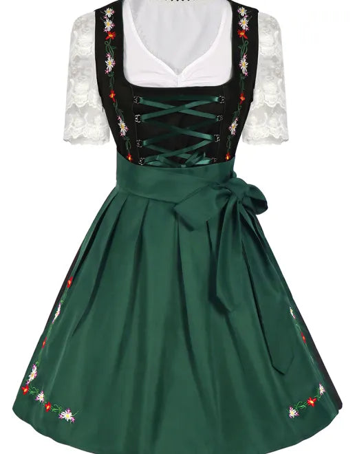 Oktoberfest Dresses - Women’s Green Oktoberfest Dress Embroidery Maid Outfit