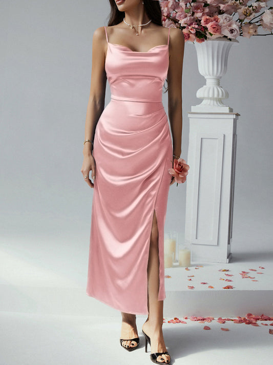 Elegant Dresses - Sexy solid color suspender dress evening gown