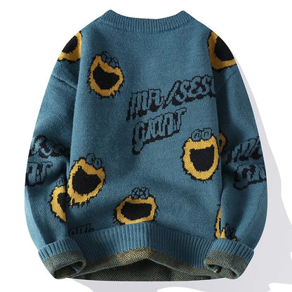 mens sweater - Harajuku Graphic Knit Sweater – Cozy & Trendy Streetwear