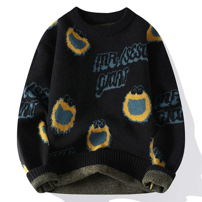 mens sweater - Harajuku Graphic Knit Sweater – Cozy & Trendy Streetwear