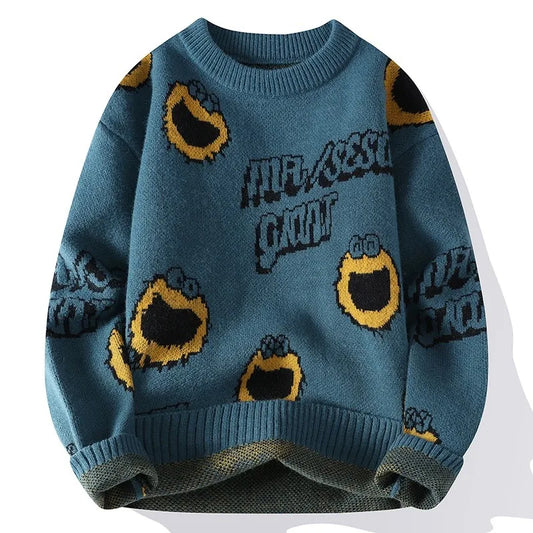 mens sweater - Harajuku Graphic Knit Sweater – Cozy & Trendy Streetwear