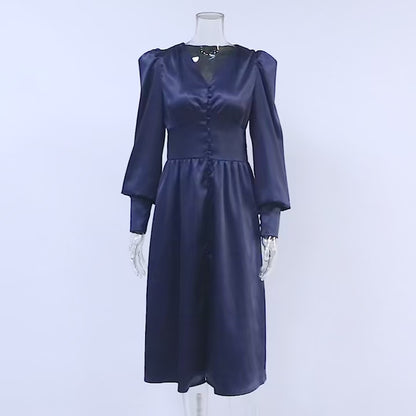 Robe mi-longue élégante bleu sarcelle pour les réceptions en soirée