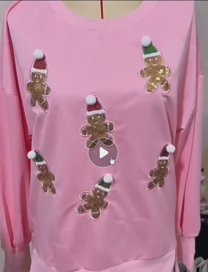 Relax Fit Sequin Christmas Sweatshirt - Xmas Pullover